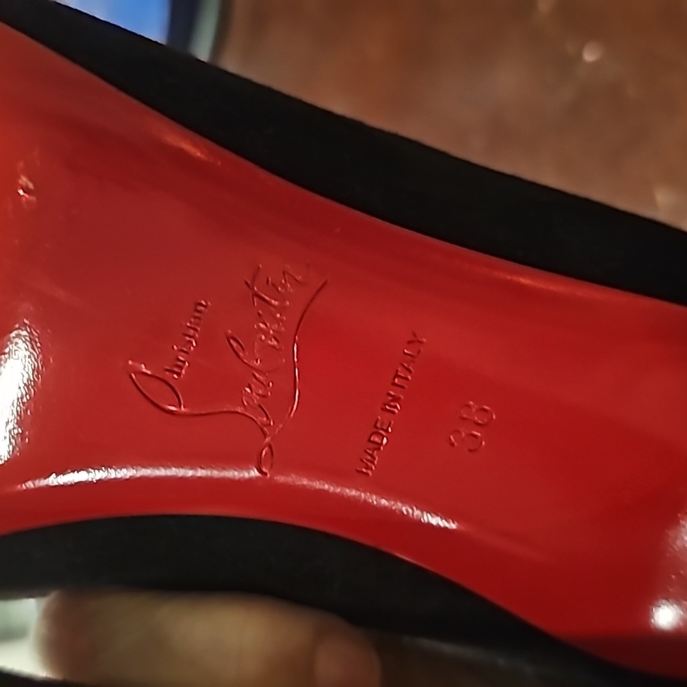 Christian Louboutin Ron Ron 85 black round toe suede heels size 38 - Picture 6 of 6